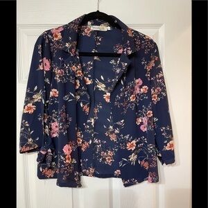 Available brand floral Navy open front jacket